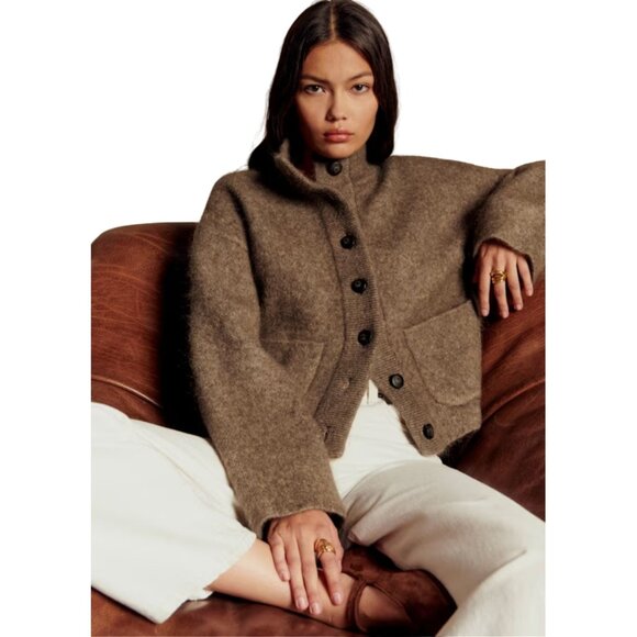 Sezane Jackets & Blazers - SEZANE Thais Jacket Wool Mohair Dark Taupe $235 NWT M